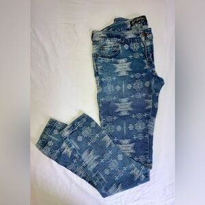Boom Boom Aztec Textured High Waisted Skinny Jeans size 9 W29